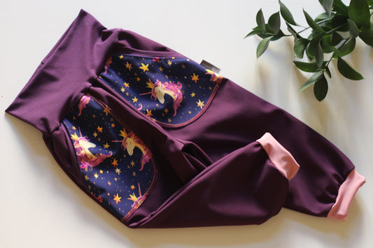 Pantalon softshell violet, fleurs