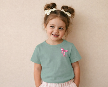 Kinder T-Shirt Schleife rosa – Mit Namen personalisierbar