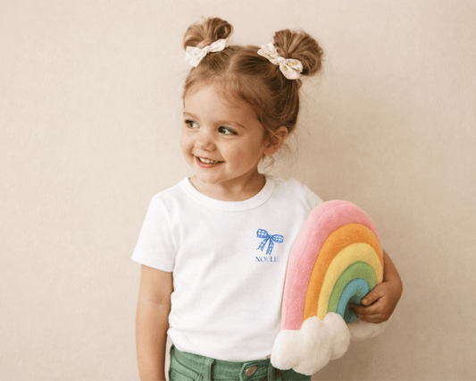 Kinder T-Shirt Schleife blau – Mit Namen personalisierbar