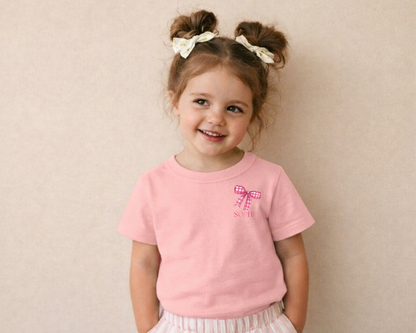 Kinder T-Shirt Schleife rosa – Mit Namen personalisierbar