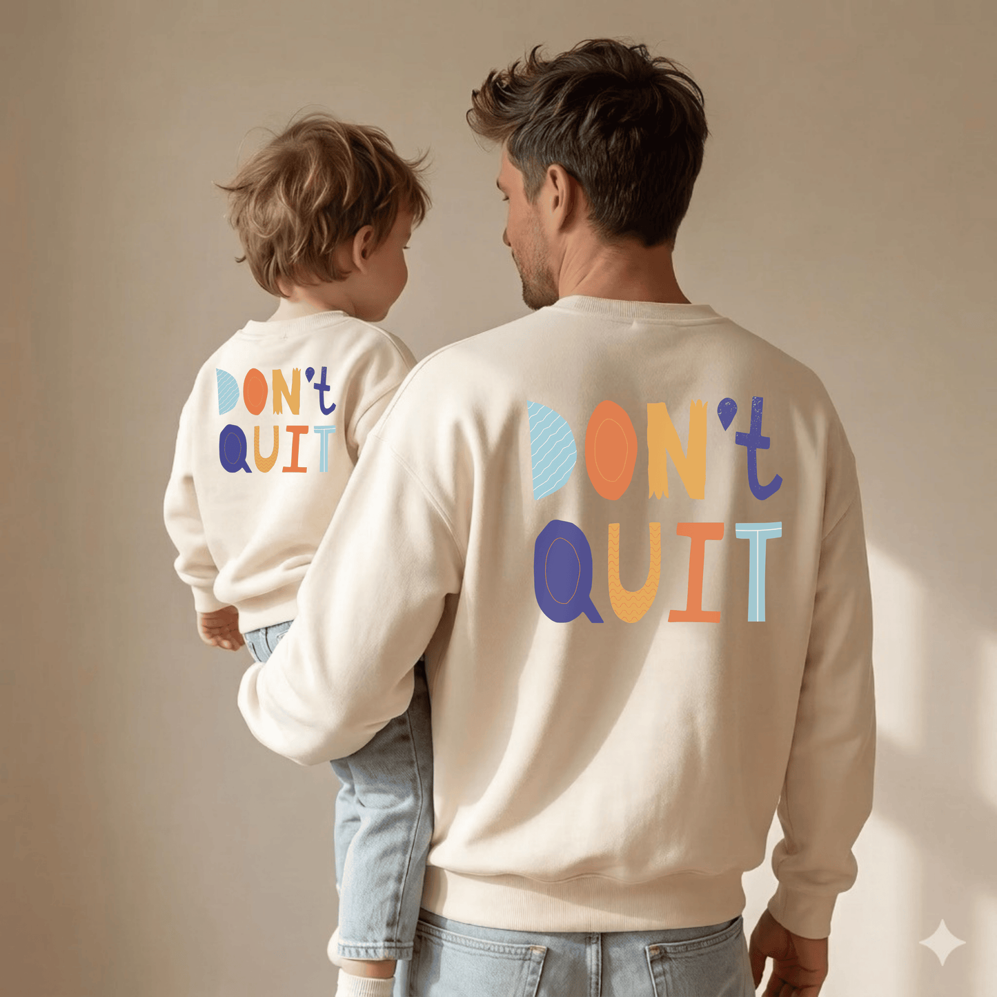 Partnerlook Sweatshirt Papa & Kind "Don't Quit" – Bio-Baumwolle