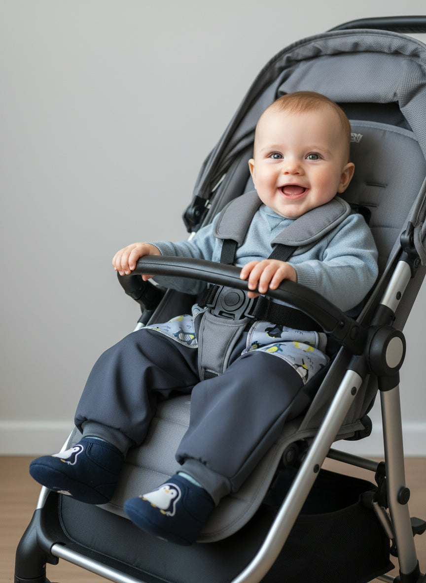 Pantalon softshell gris, pingouins