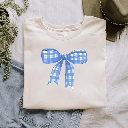 Mama T-Shirt Grosse Schleife Blau – Bio-Baumwolle
