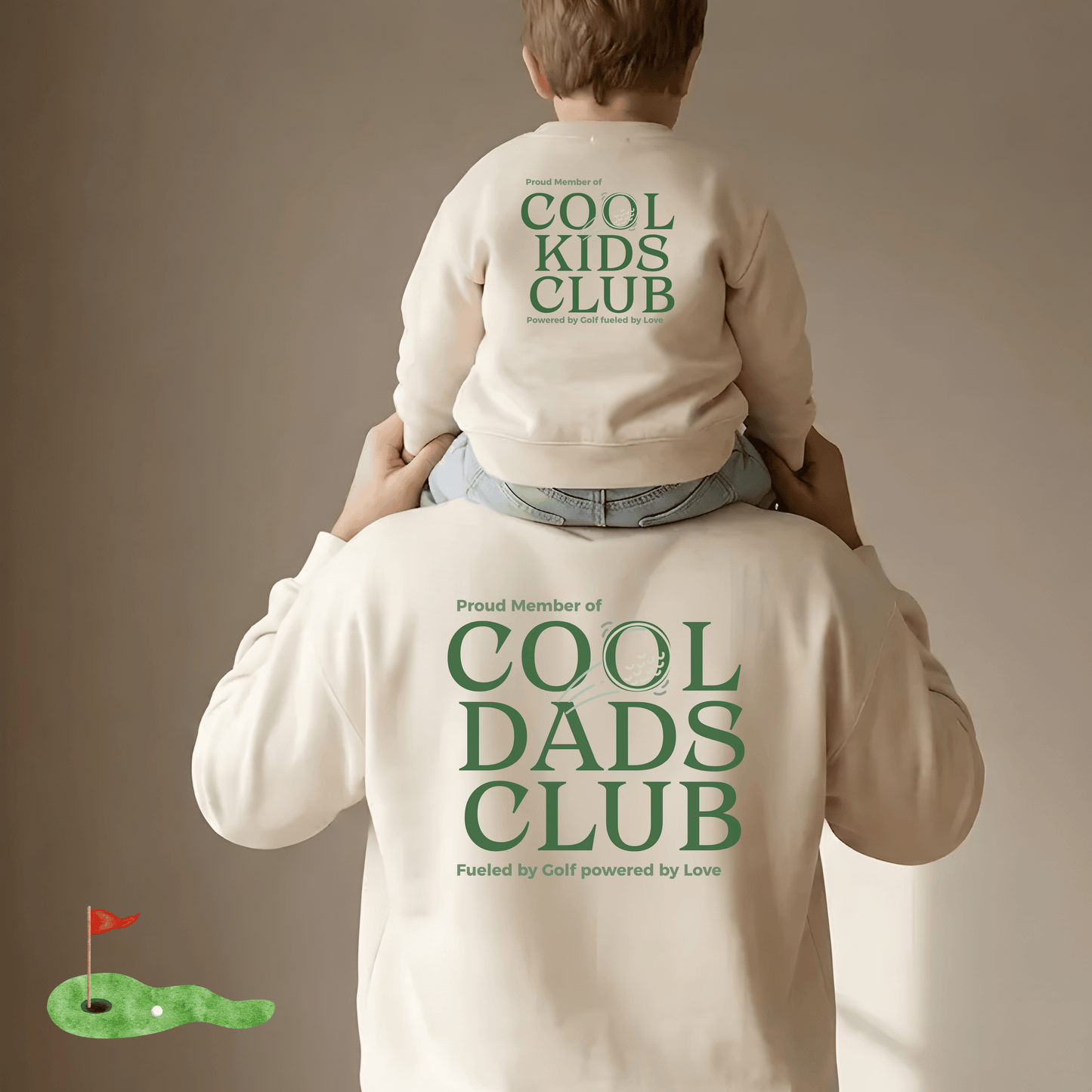Papa Kind Partnerlook Sweatshirt Golf Kind – „Cool Dads Club" Bio-Baumwolle