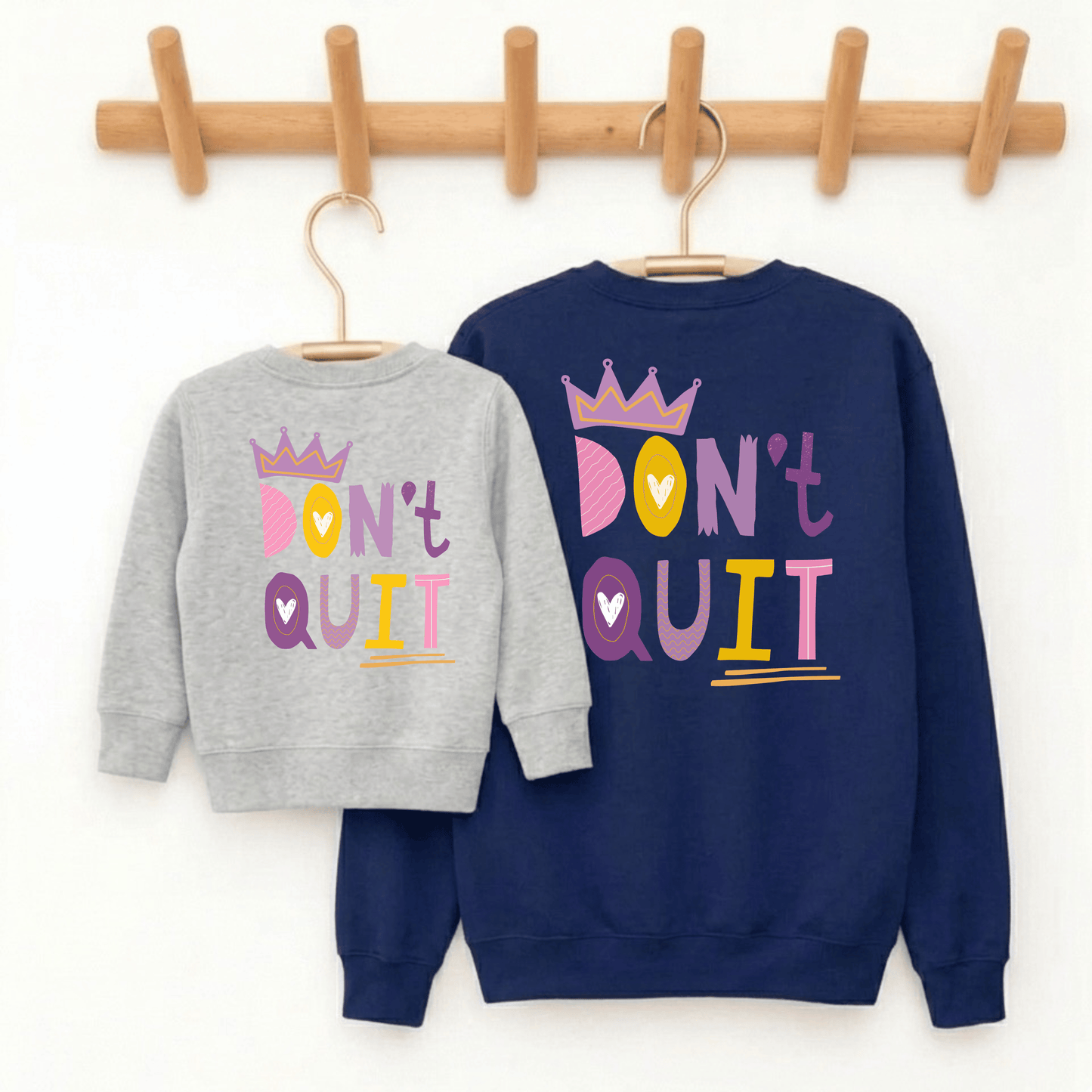 Partnerlook Sweatshirt Mama & Kind "Don't Quit" – Bio-Baumwolle