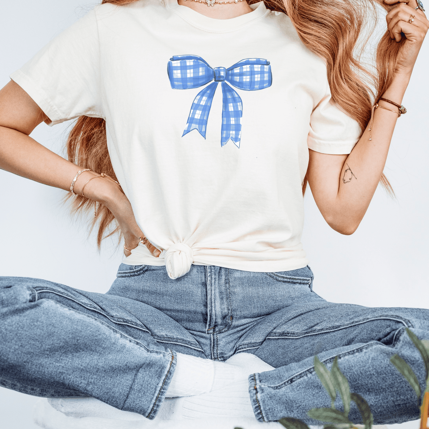 Mama T-Shirt Grosse Schleife Blau – Bio-Baumwolle