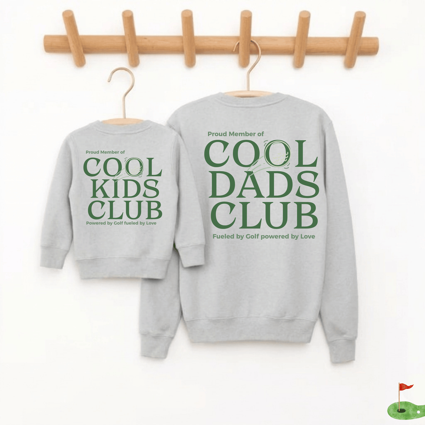 Papa Kind Partnerlook Sweatshirt Golf Kind – „Cool Dads Club" Bio-Baumwolle