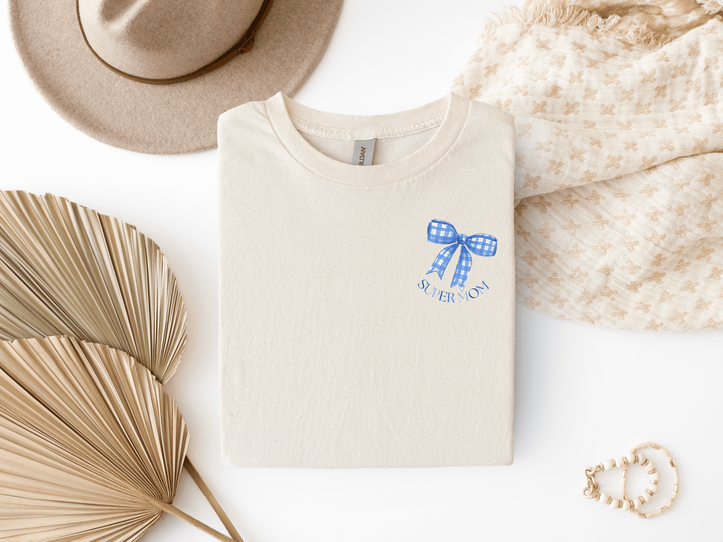 Mama T-Shirt Schleife Blau und Spruch – Bio-Baumwolle