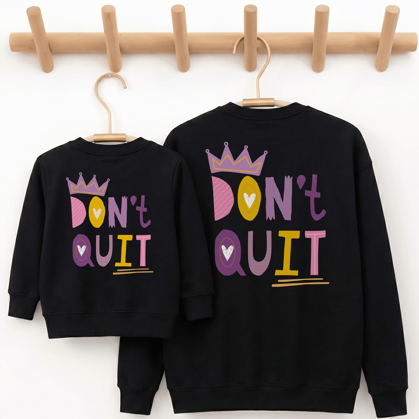 Partnerlook Sweatshirt Mama & Kind "Don't Quit" – Bio-Baumwolle