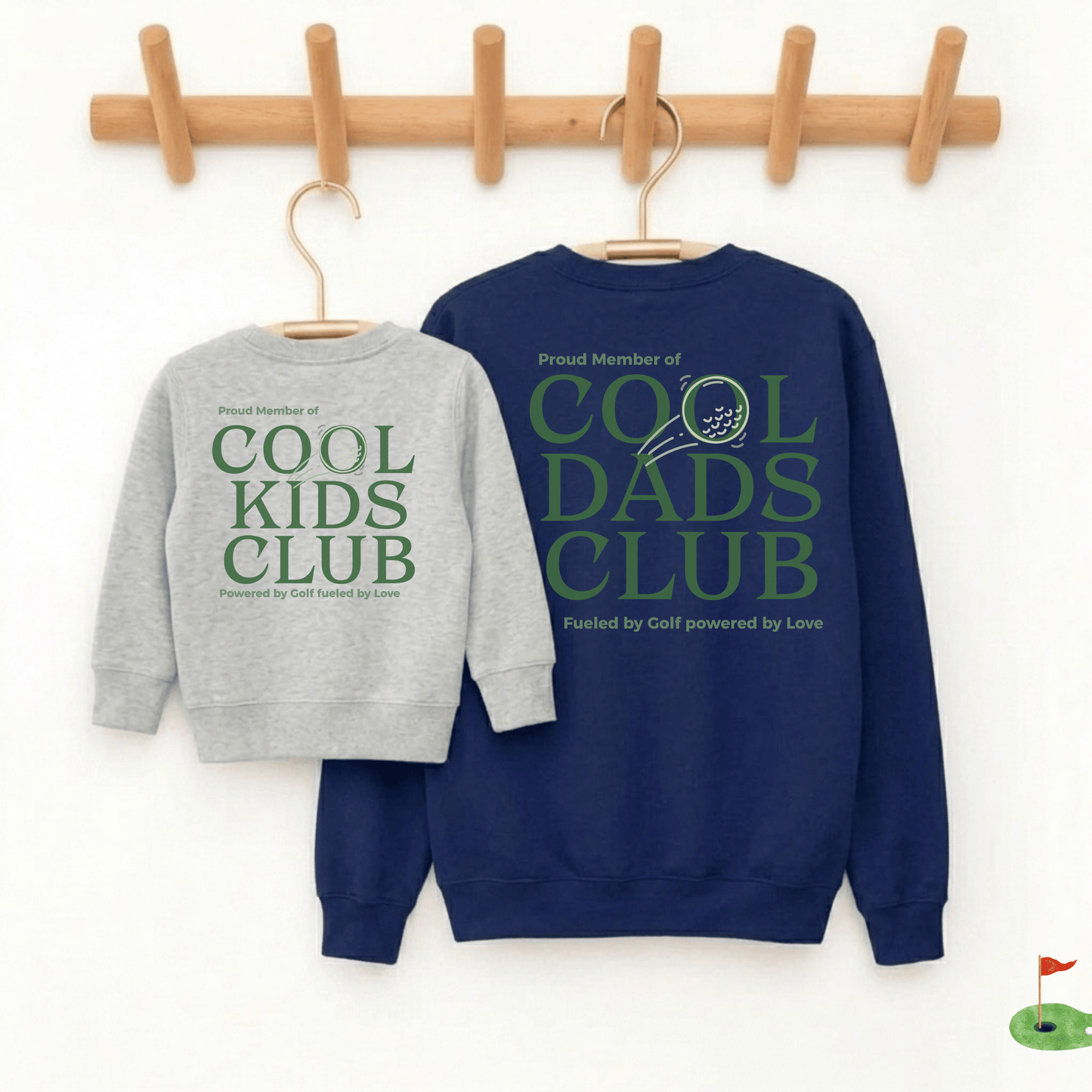 Papa Kind Partnerlook Sweatshirt Golf Kind – „Cool Dads Club" Bio-Baumwolle