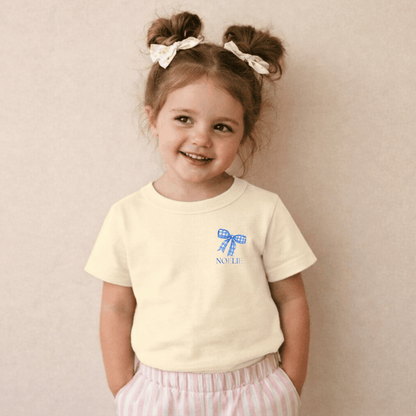 Kinder T-Shirt Schleife blau – Mit Namen personalisierbar