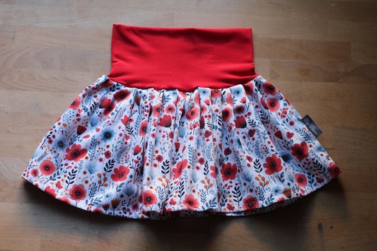 Cheerful summer skirt poppies red