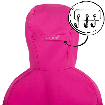 Children's softshell jacket with fleece lining, fuchsia, flowers
