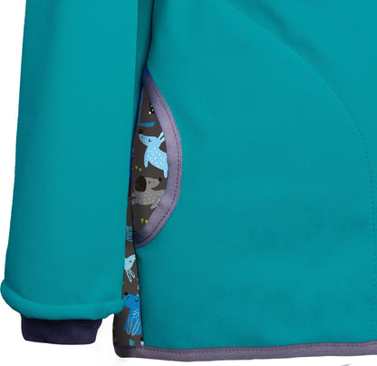 Summer softshell jacket without lining, emerald green, dogs