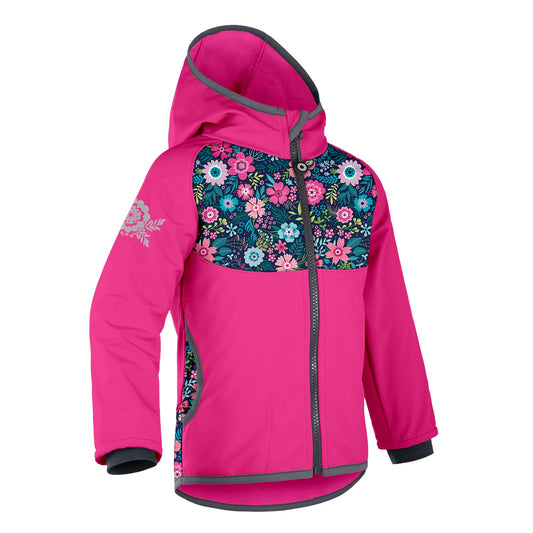 Kinder Softshelljacke mit Fleece, Fuchsia, Blumen | UNUO
