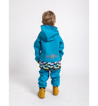Veste softshell enfant avec doublure polaire, vert émeraude, voitures