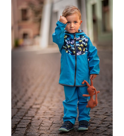 Veste softshell enfant avec doublure polaire, vert émeraude, voitures