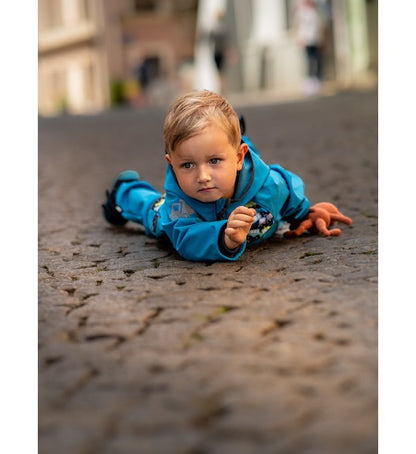 Veste softshell enfant avec doublure polaire, vert émeraude, voitures
