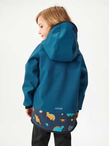 Kinder Softshelljacke Sommer ohne Futter, Kobaltblau, Dinos | UNUO