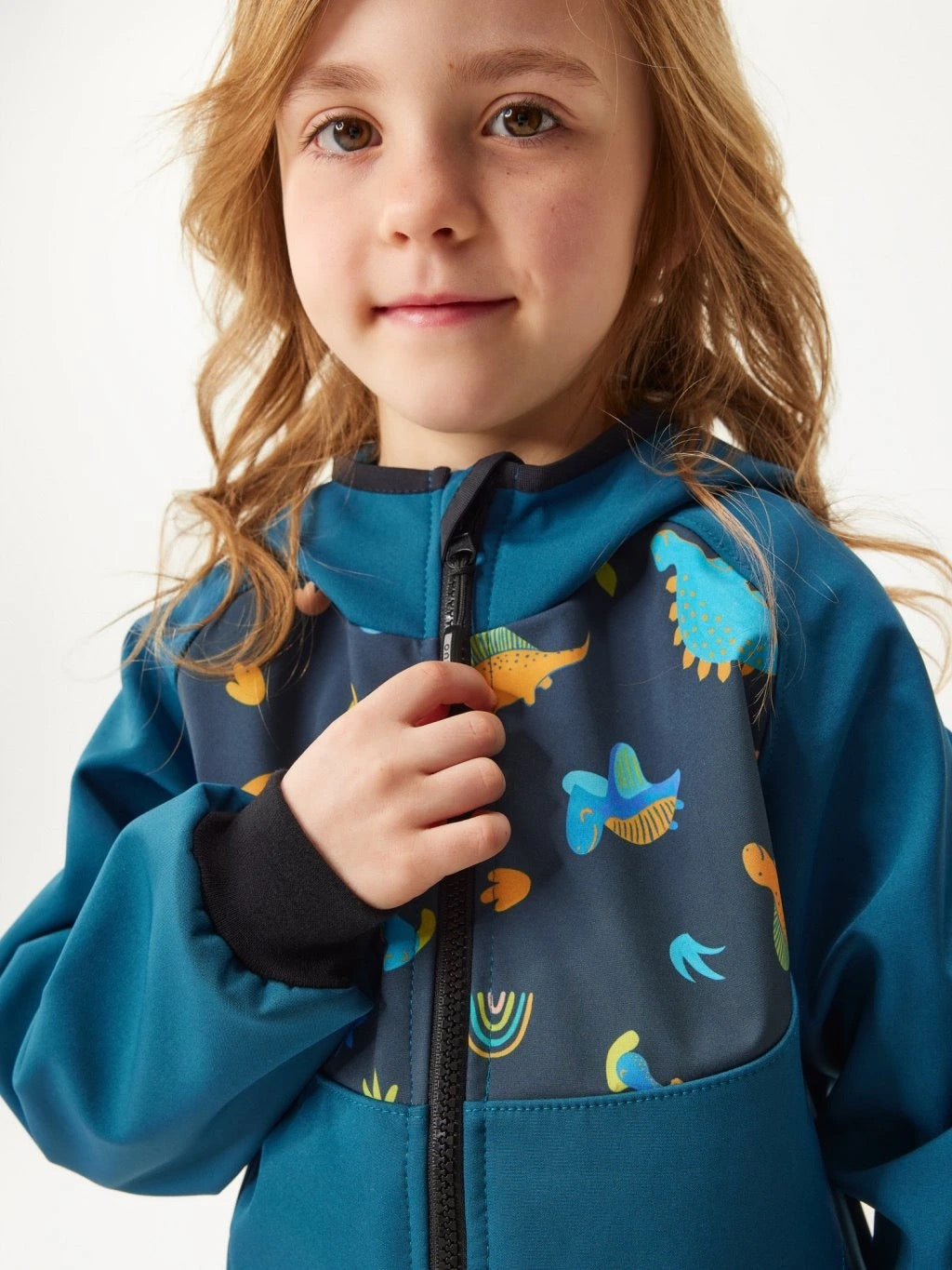 Kinder Softshelljacke Sommer ohne Futter, Kobaltblau, Dinos | UNUO