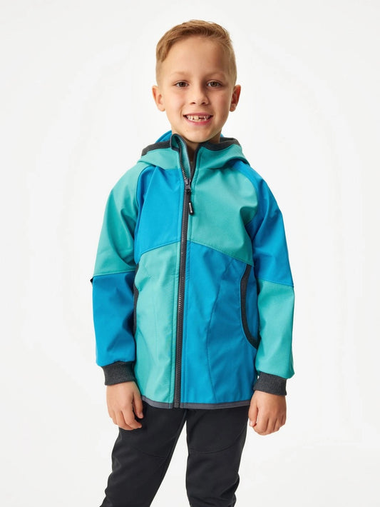 Kinder Softshelljacke mit Fleece, Hellblau-Türkis | UNUO