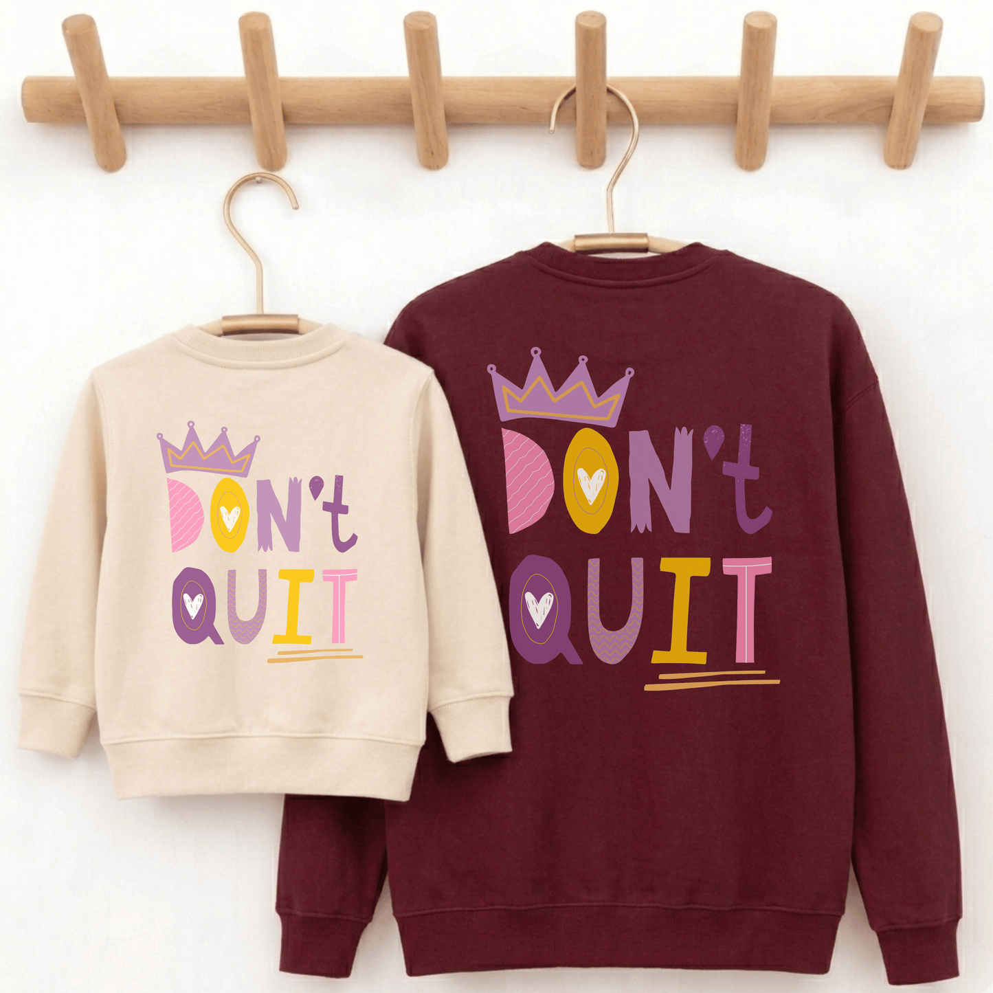 Partnerlook Sweatshirt Mama & Kind "Don't Quit" – Bio-Baumwolle