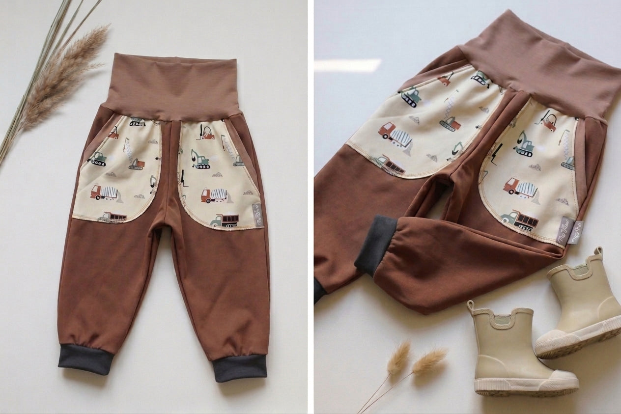 NEU - Kinder Softshellhosen Braun, Bagger beige