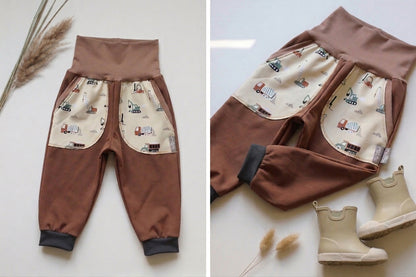 NEU - Kinder Softshellhosen Braun, Bagger beige
