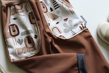 Pantalon softshell marron, lions