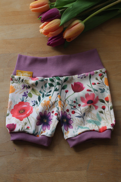 Handmade Pumpkurzhose Blumen Violet