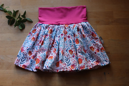 Cheerful summer skirt, floral, pink