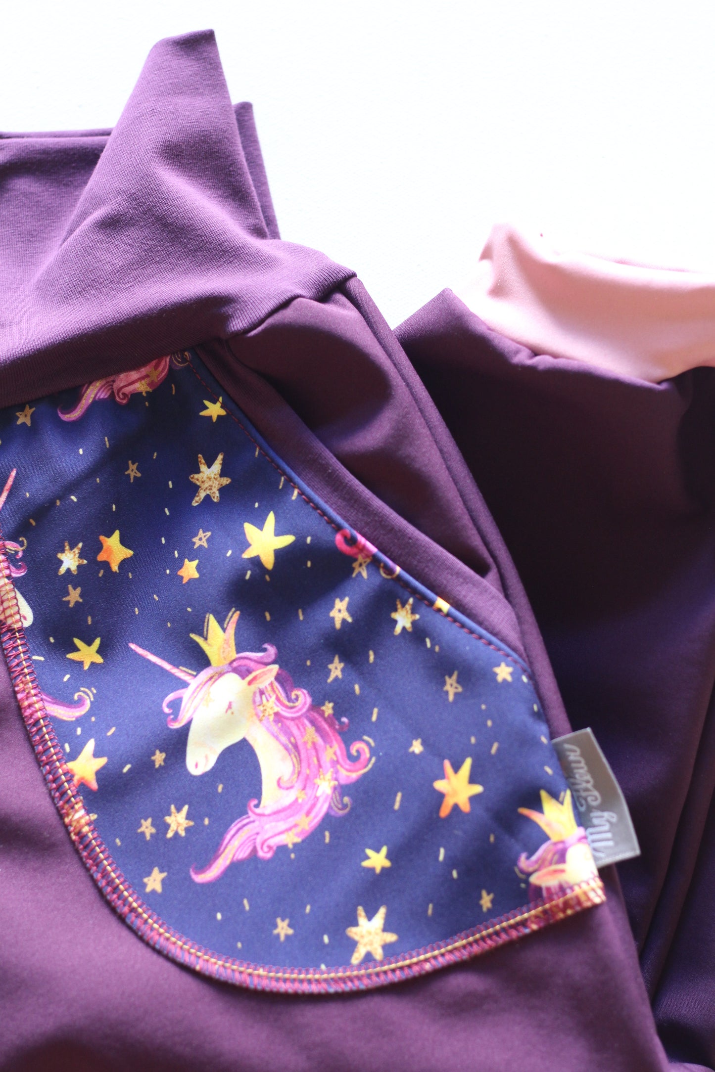 Pantalon softshell violet, fleurs