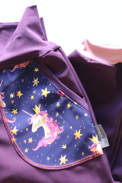 Pantalon softshell violet, fleurs