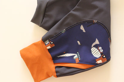 Black softshell trousers, petrol foxes