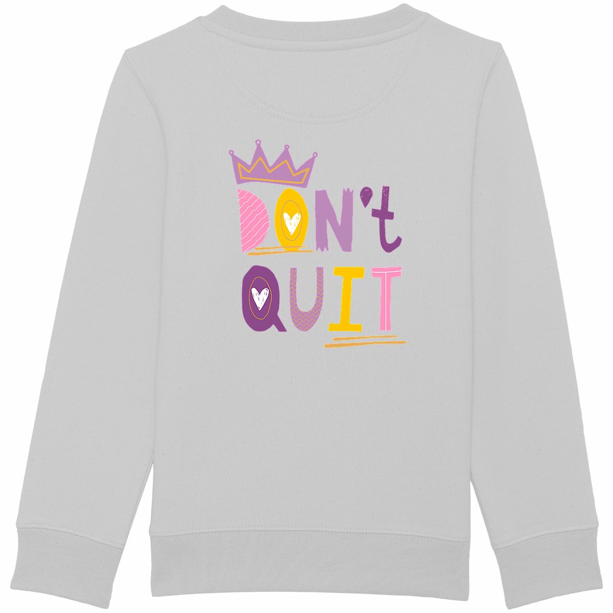 Partnerlook Sweatshirt Mama & Kind "Don't Quit" – Bio-Baumwolle - back_heidekrautgrau