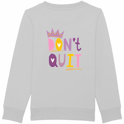 Partnerlook Sweatshirt Mama & Kind "Don't Quit" – Bio-Baumwolle - back_heidekrautgrau