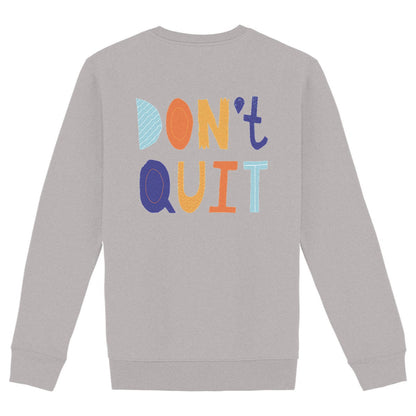 Partnerlook Sweatshirt Papa Kind Don't Quit Bio-Baumwolle - back_heidekrautgrau