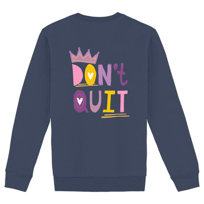 Partnerlook Sweatshirt Papa & Kind "Don't Quit" – Bio-Baumwolle - back_marineblau