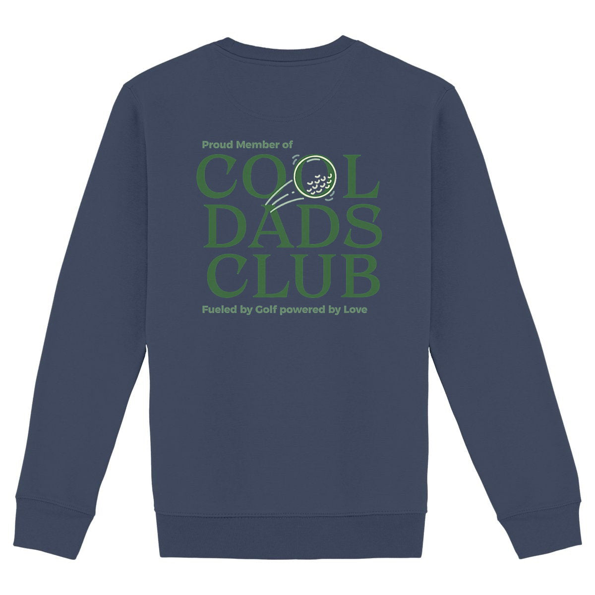 Papa Kind Partnerlook Sweatshirt Golflover "Cool Dads Club" – Bio Baumwolle - back_marineblau