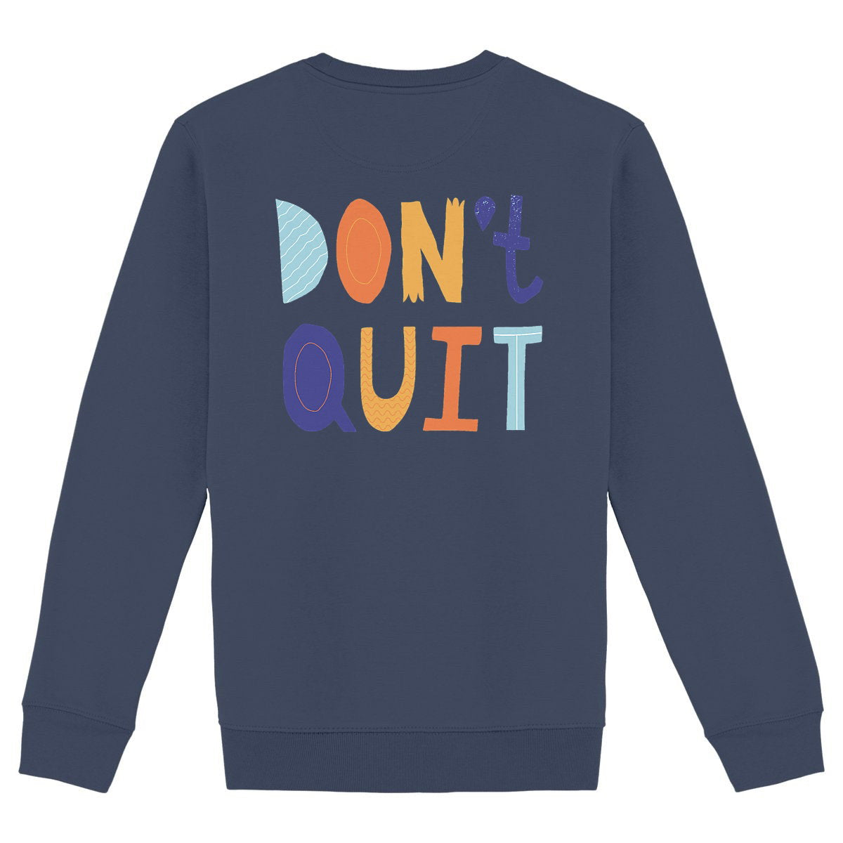 Partnerlook Sweatshirt Papa Kind Don't Quit Bio-Baumwolle - back_marineblau