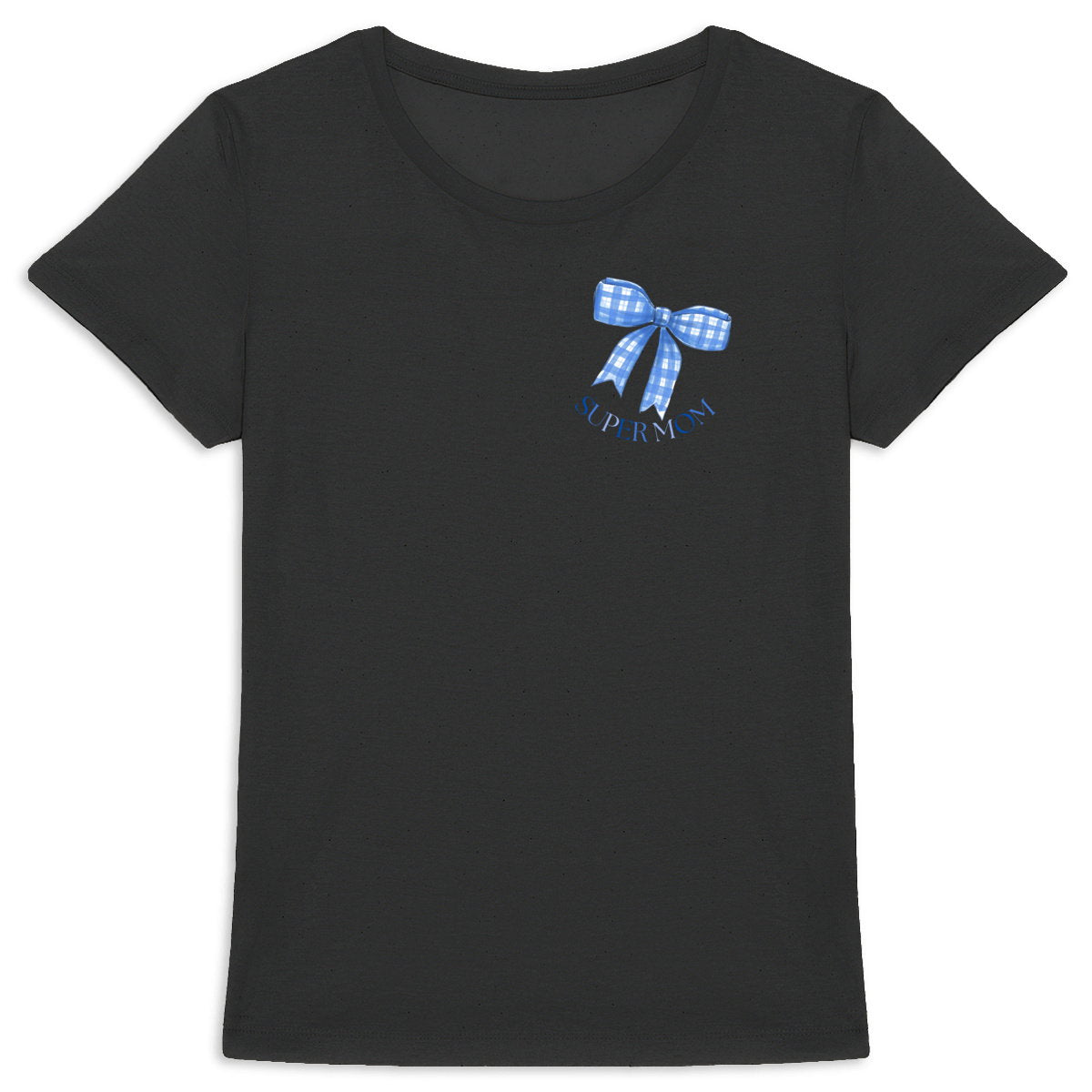 Heavyweight-T-Shirt für Frauen mit großer blauer Schleife - vorderseite_1