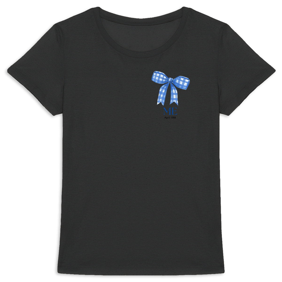 T-Shirt für Frauen – Mit Schleife und Namen personalisierbar - vorderseite_1