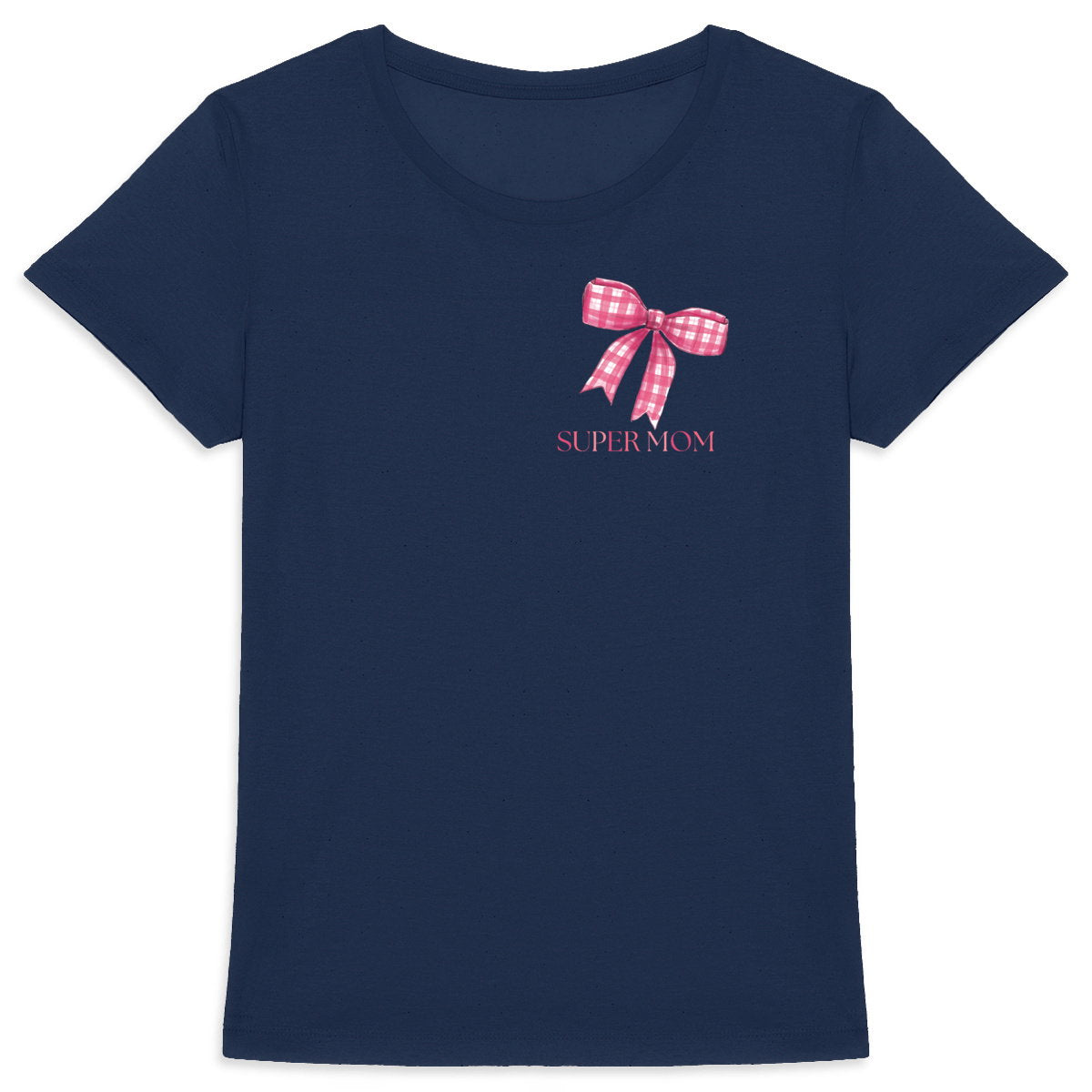 Mama T-Shirt Super Mom Schleife Blau – Personalisierbar mit Name - vorderseite_2