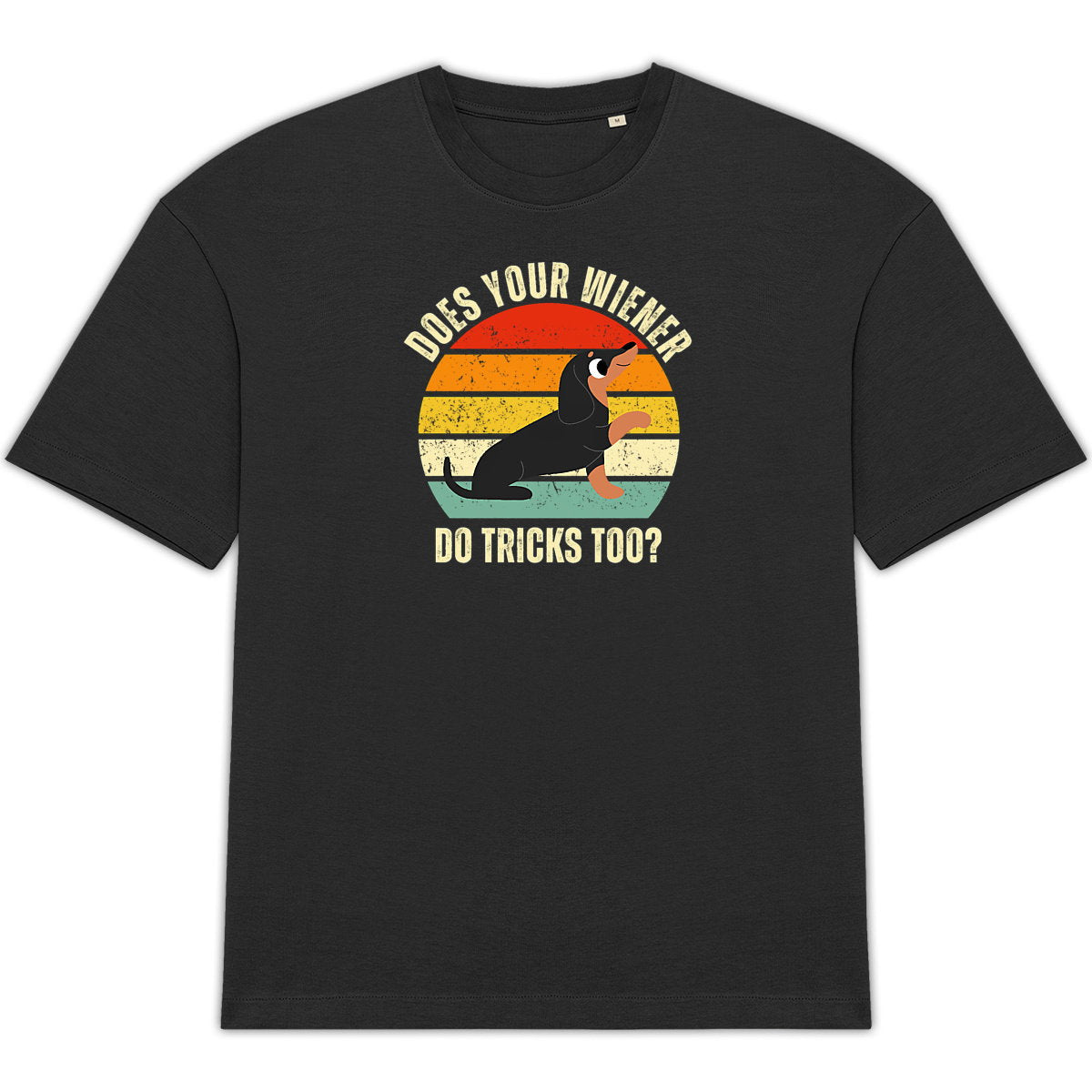 Does Your Wiener Do Tricks? – Oversized Dackel T-Shirt Bio-Baumwolle - vorderseite_2