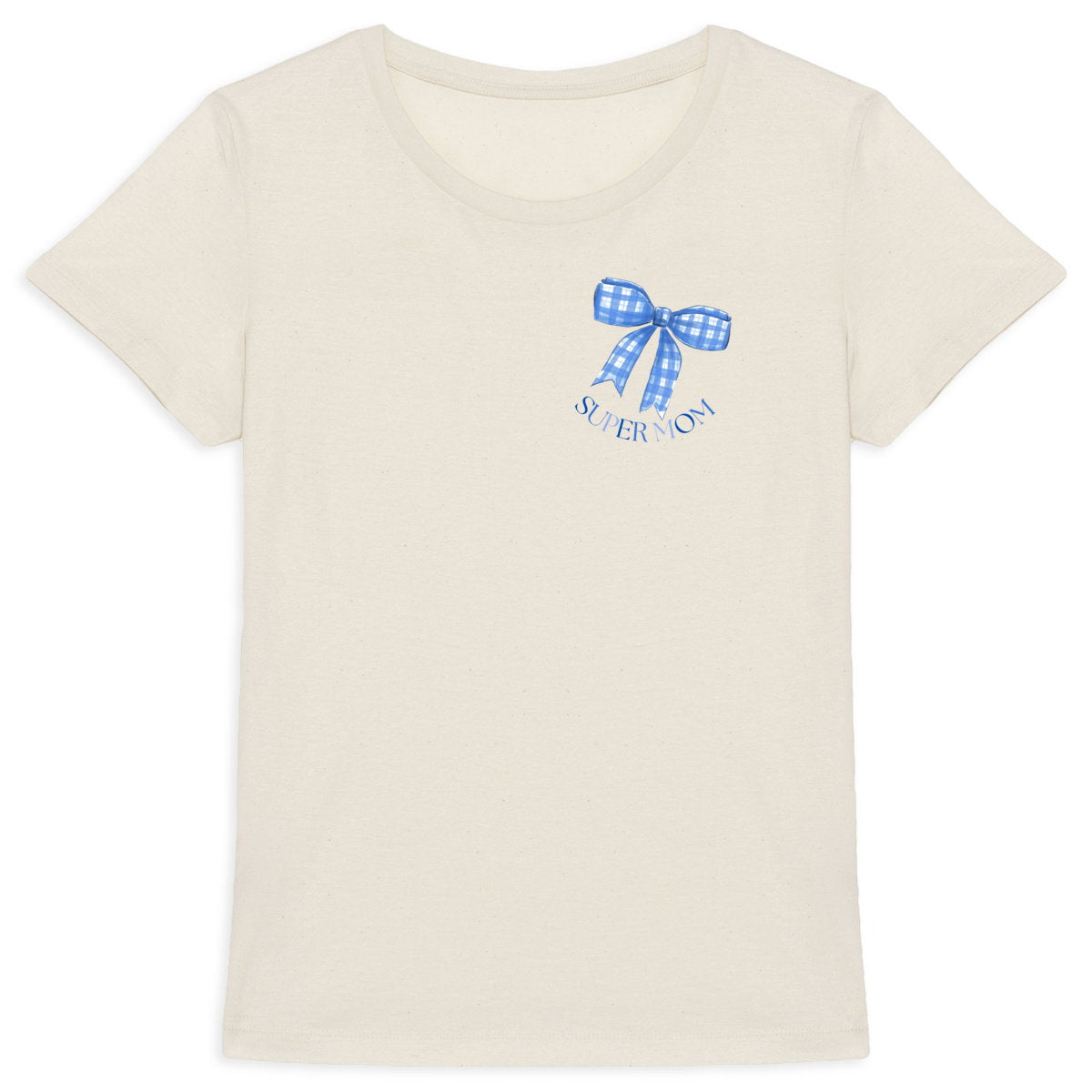 Heavyweight-T-Shirt für Frauen mit großer blauer Schleife - vorderseite_3