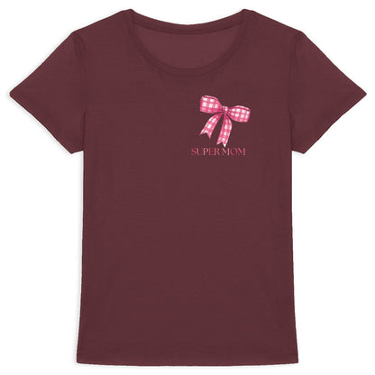 Mama T-Shirt Super Mom Schleife Blau – Personalisierbar mit Name - vorderseite_3
