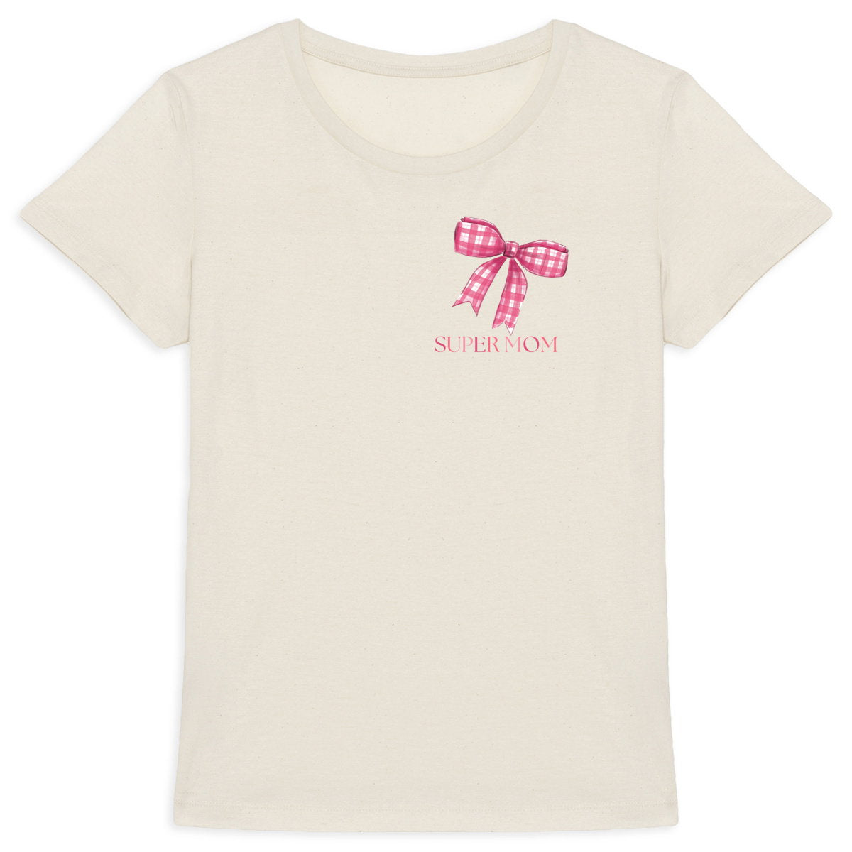 Mama T-Shirt Super Mom Schleife Blau – Personalisierbar mit Name - vorderseite_4
