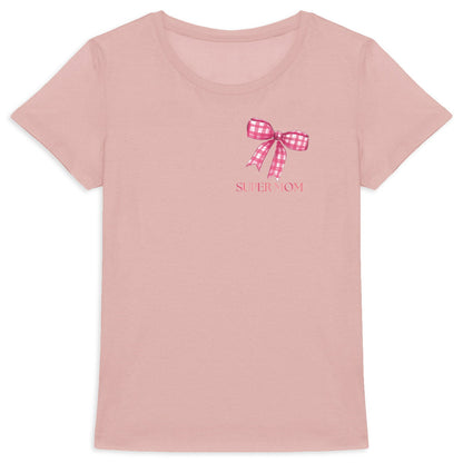Mama T-Shirt Super Mom Schleife Blau – Personalisierbar mit Name - vorderseite_5