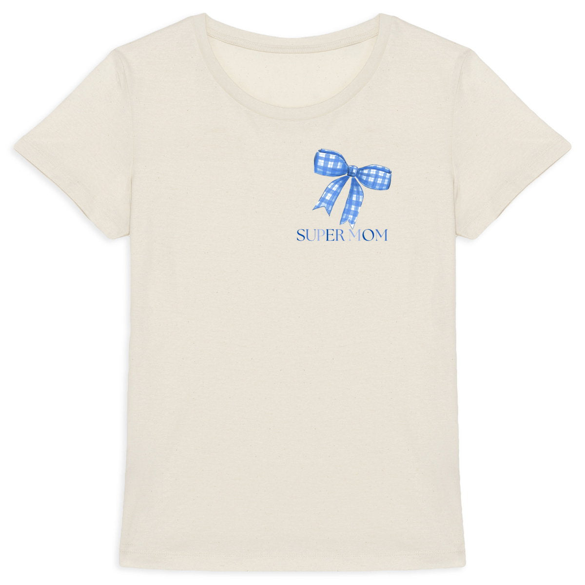 Heavyweight-T-Shirt für Frauen - Super Mom Schleife Blau - vorderseite_5