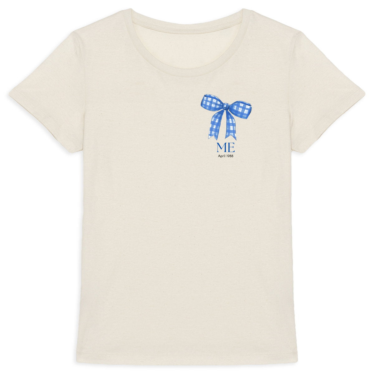 T-Shirt für Frauen – Mit Schleife und Namen personalisierbar - vorderseite_5